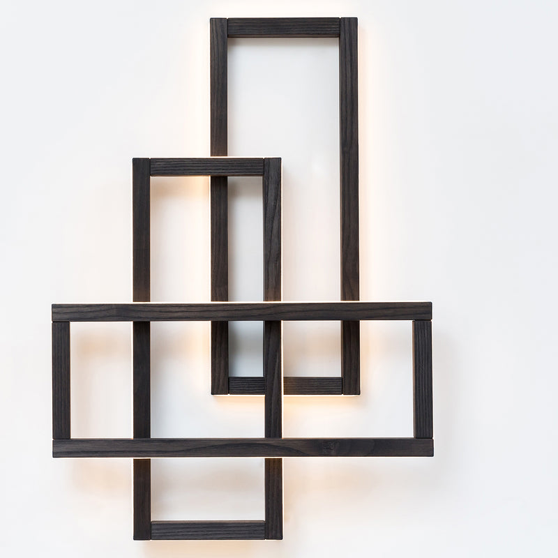 Modern wooden wall lights, industrial sconces with ambient lighting