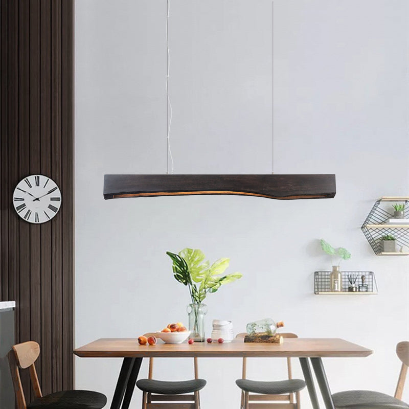 Linear wooden chandelier, wooden pendant