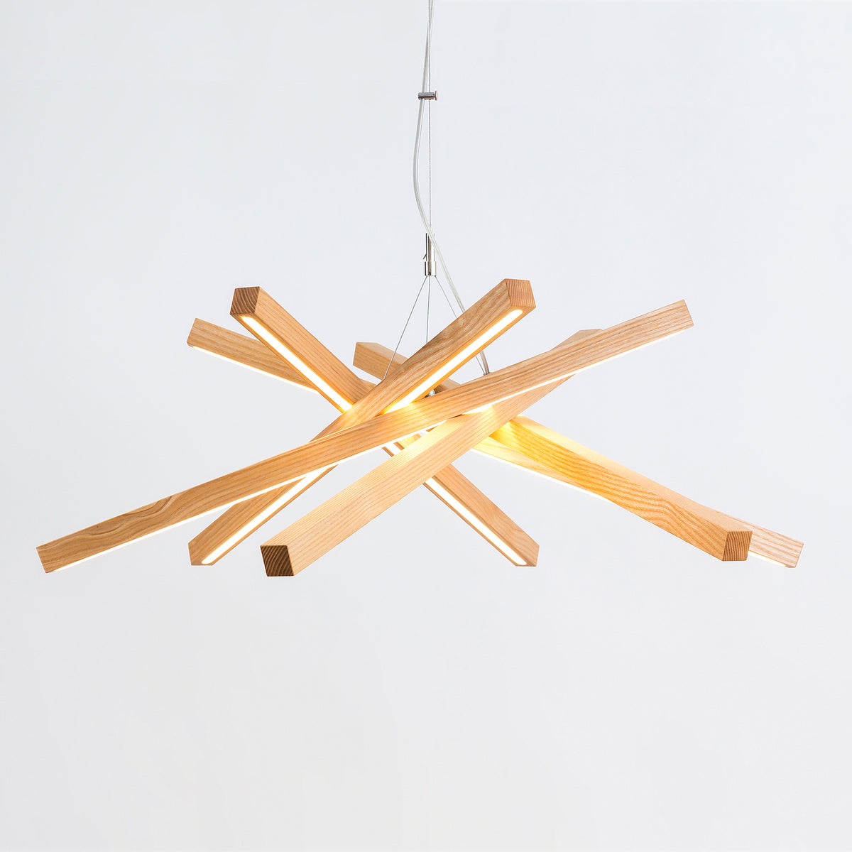 Modern wooden stick chandelier ASTRA,